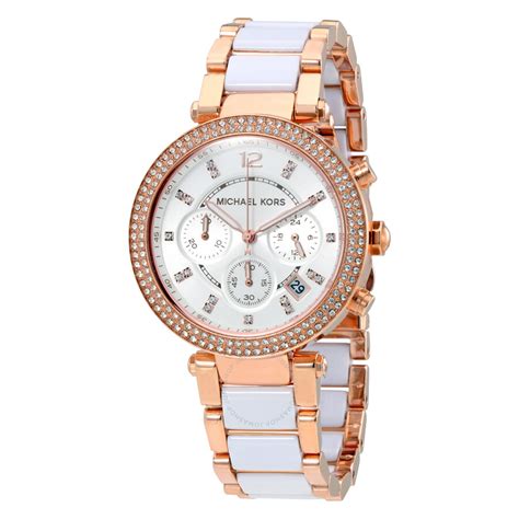 michael kors white dial chronograph ladies watch|michael kors women's oversized watches.